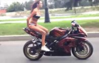 Russian Biker Girl Performing Stunts