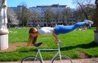 Lady Performs Amazing Freestyle Stunts On Bicycle